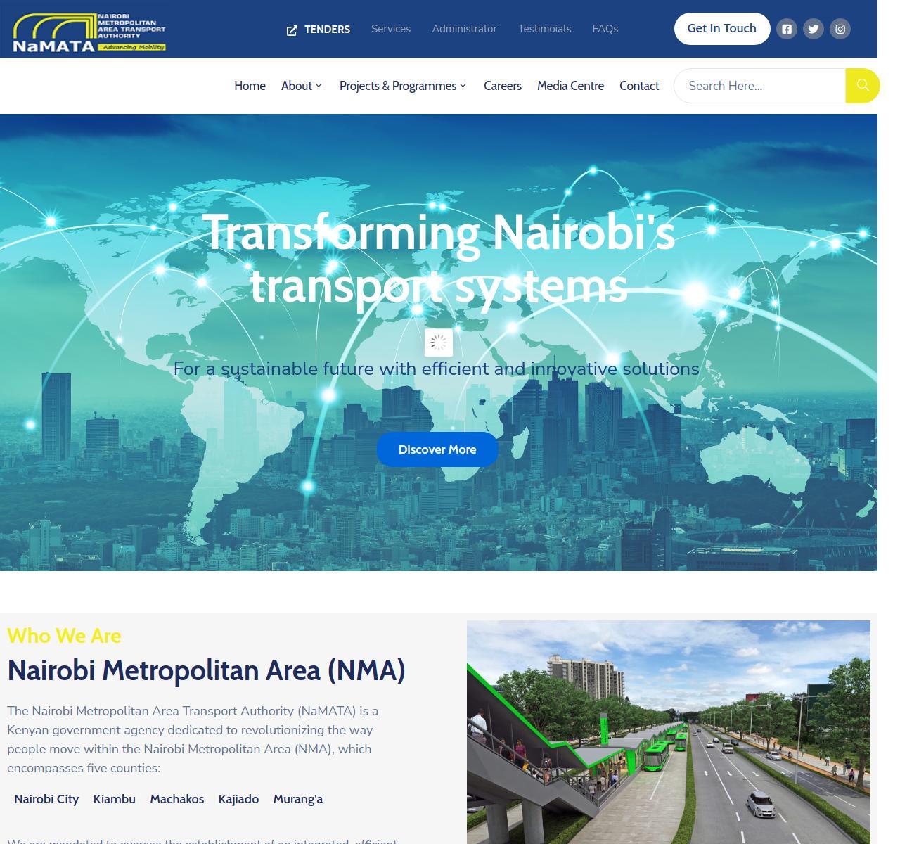 The Nairobi Metropolitan Area Transport Authority (NaMATA) Website Development
