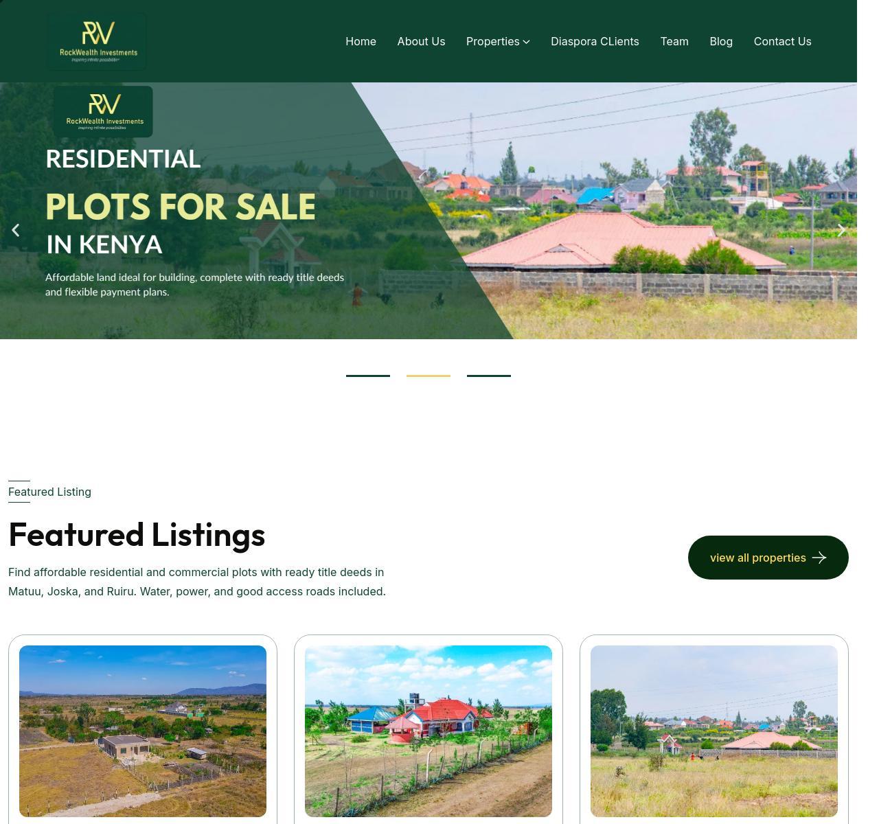 RockWealth Properties – Real Estate Website Development